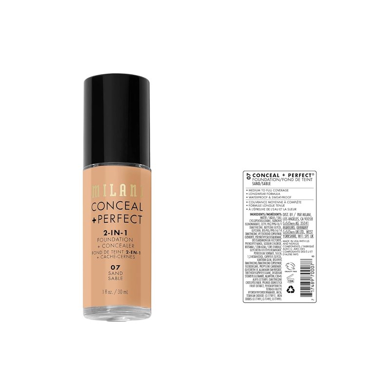 Milani Conceal + Perfect Liquid Foundation - Sand Shade | 1 Fl. Oz.