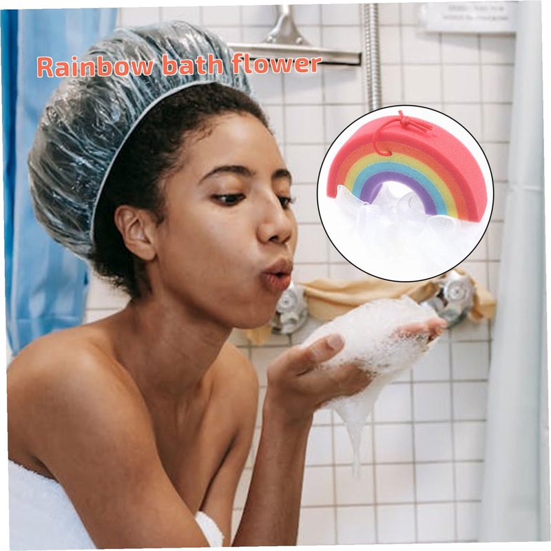 minkissy 3pcs Rainbow Bath Sponge Rainbow Loofah Body Scrubber Kids Shower Shower Balls Body Scrubber Exfoliator for Toddler Baby Kids Body Shower