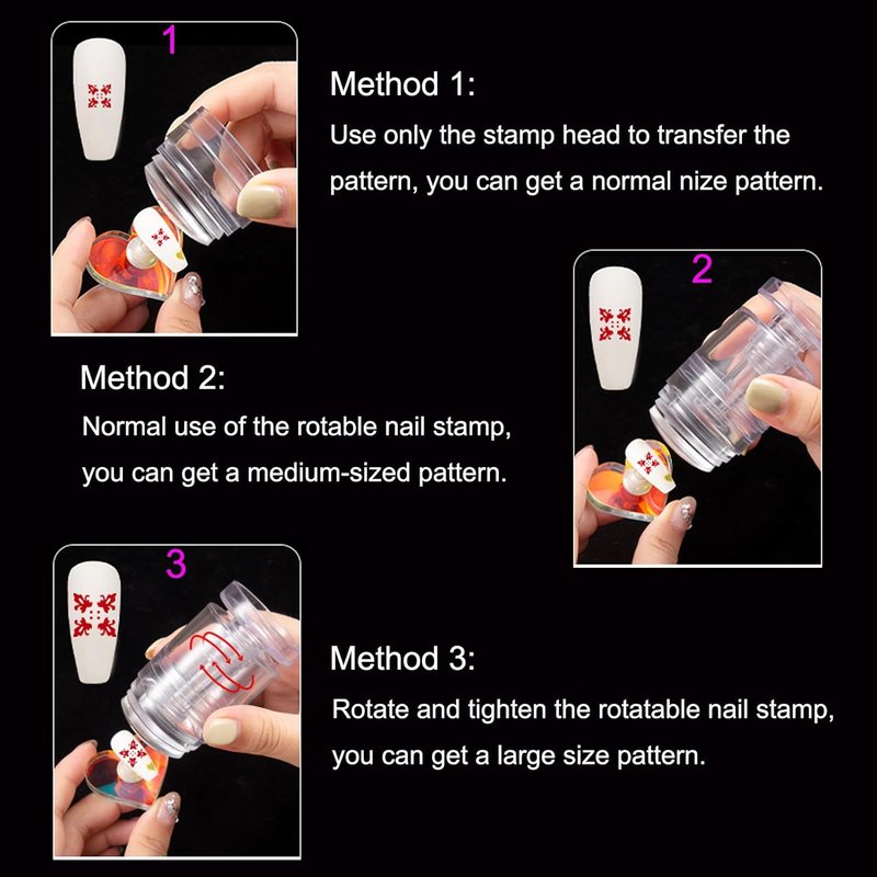 BlueZOO Nail Stamp Kit - Upgraded French Tip Nail Art Stamper with Adjustable Pattern Size for DIY Manicure