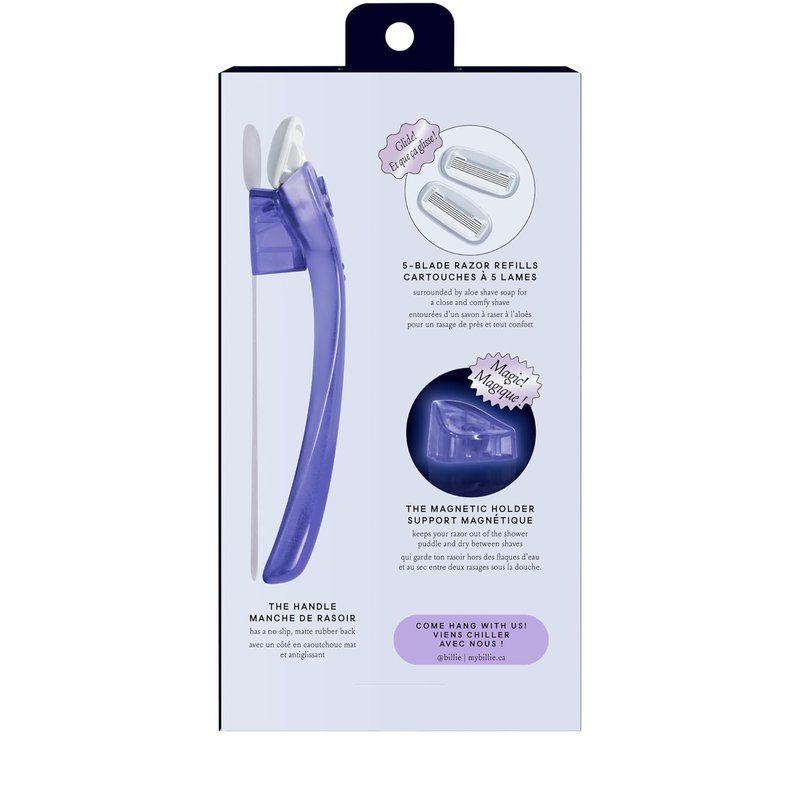 Billie Women's Razor Shave Kit - 5-Blade Razor + 2 Refills + Magnetic Holder | Moonbeam Color