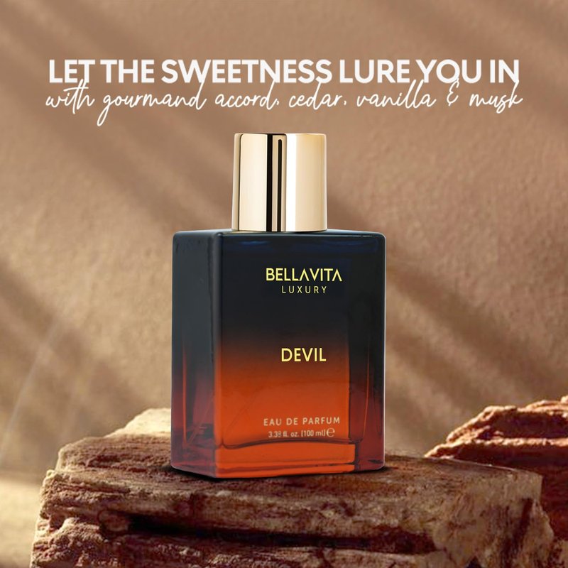 Bellavita Luxury Devil Eau de Parfum | 100 ml (3.4 fl.oz.) | Perfume for Men and Women | Oriental Spicy, Saffron, Amber, and Cedar Notes | Long Lasting Unisex Fragrance