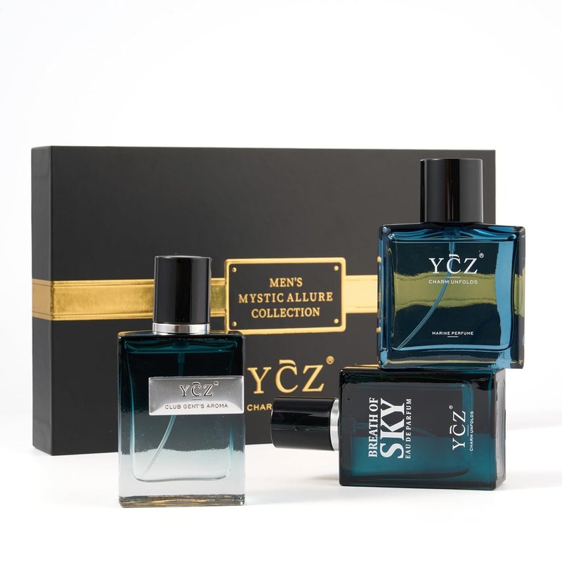 Cologne for Men Set - 3-Piece 50ml Ocean, Sky & Club Fragrance | Woody Fresh Citrus Notes, Elegant Gift Box