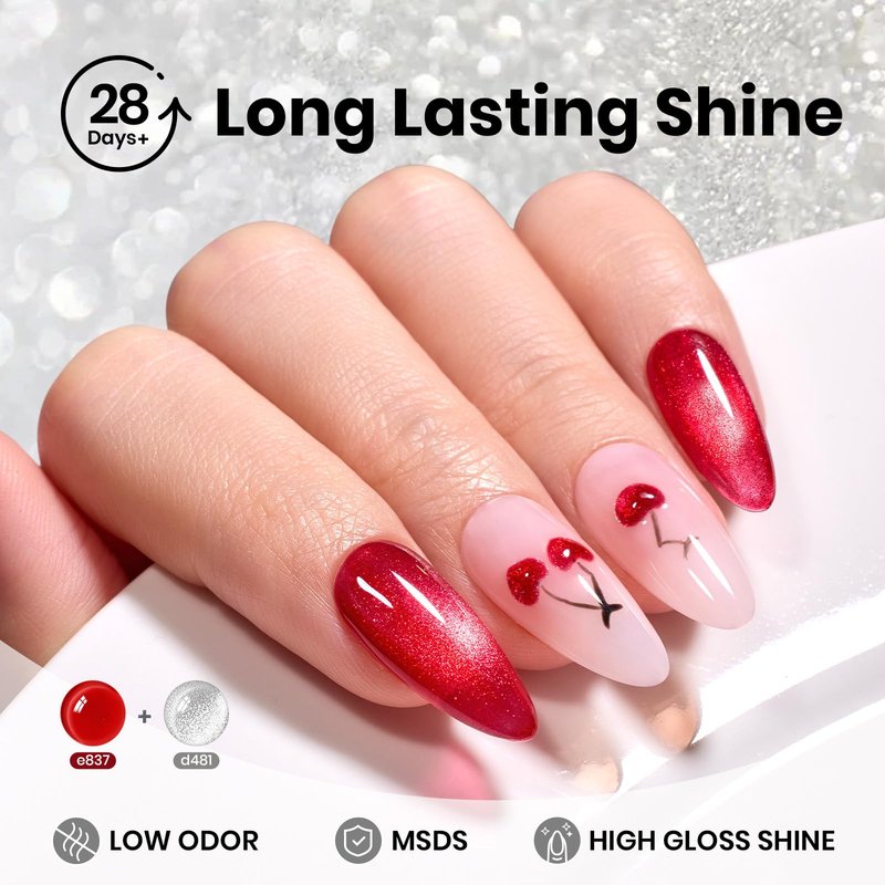 Beetles Silver Cat Eye Gel Nail Polish - 15ML Silver Glitter Cat Eye Gel Polish with Magnet Soak Off UV Velvet Nail Polish Salon DIY Manicure Gift for Women