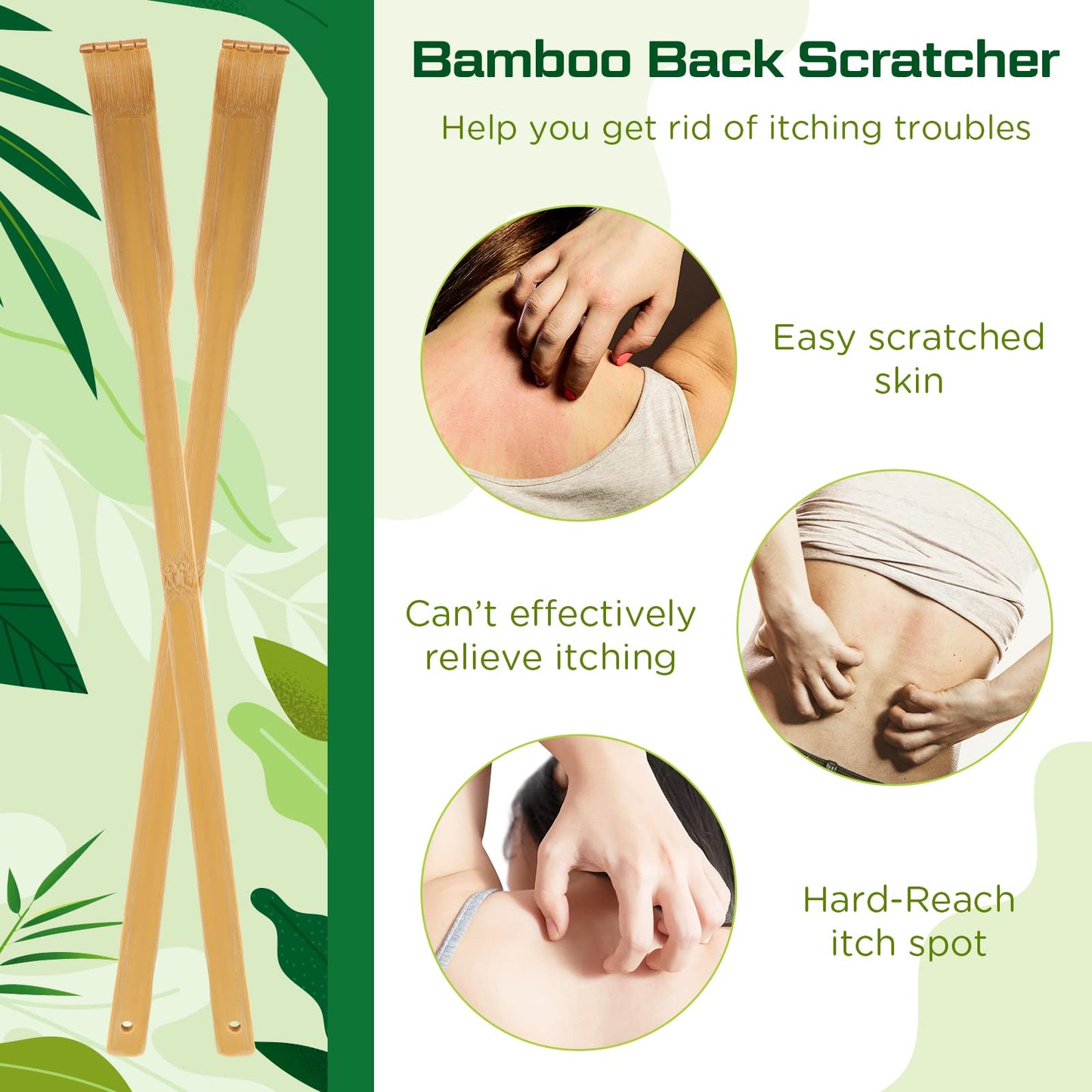 Yinkin 24 Pieces Bamboo Back Scratcher Bulk Long Manual Back Massager Traditional Wooden Back Scratcher for Itching Relief and Body Massage Elderly Men Women Christmas Gifts for Nursing Home