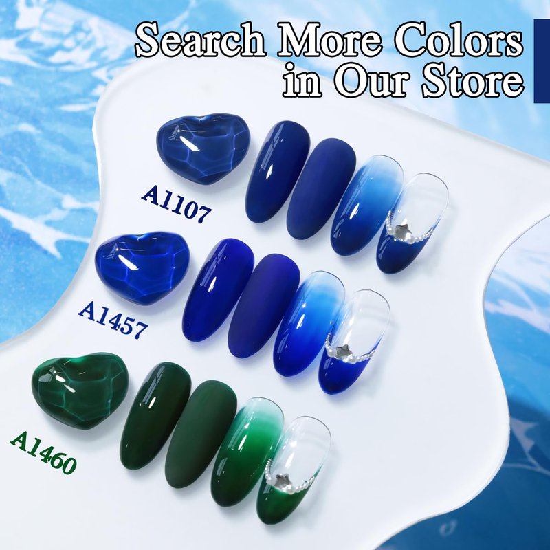 Double Rhythm 15ML Gel Polish Pure Sheer Same Color Same Bottle Soak Off Gel Polish Art Manicure Salon DIY at Home for Women (Deep Green-A1460)