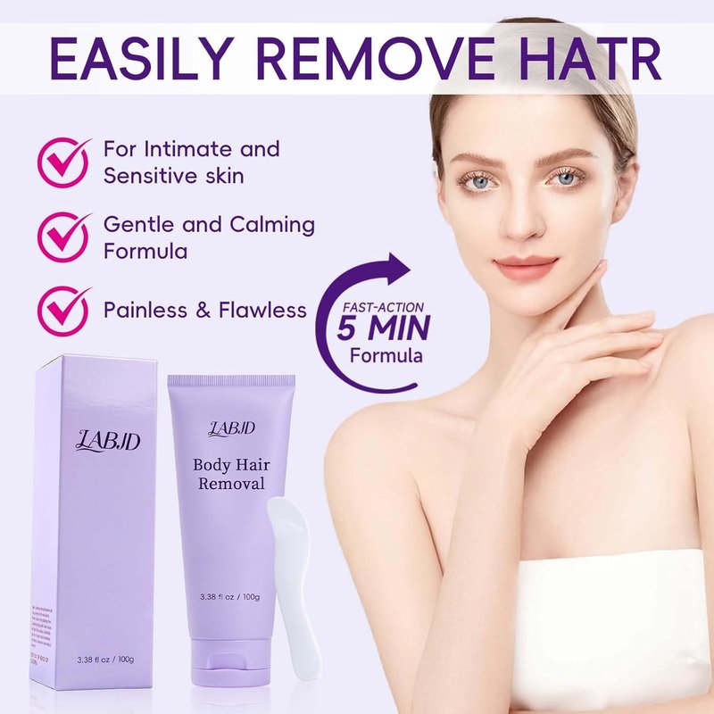 Painless Hair Removal Cream for Body & Face | Gentle Formula for Sensitive Skin, 3.38 fl oz