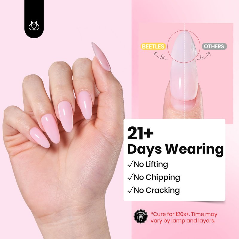 Beetles HEMA-Free Hard Gel for Nails,1 oz 9 in 1 Pink Builder Nail Gel for Sensitive Nails Extension Sculpting & Overlays UV/LED Lamp Cured Salon for Professional Nail Tech Use Women