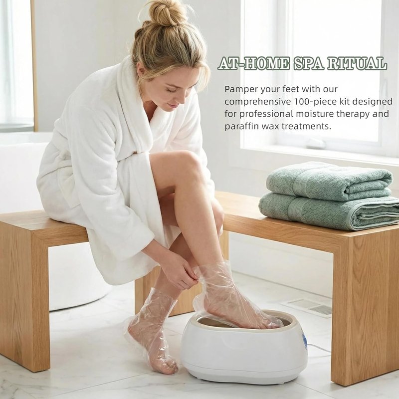 Skiennix Disposable Foot Covers - Thick Thermal Therapy Liners for Paraffin Bath | 12.2" L x 6.7" W (Pack of 100)