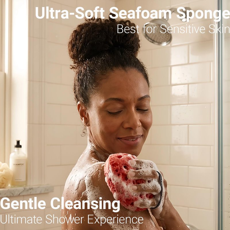 Fumgranth 3 Pack Loofah Sponge for Shower, Soft Shower Sponge for Body Cleansing, Sea Sponge Texture for Rich Lather and Gentle Exfoliation, Quick Dry Body Sponge for Men and Women