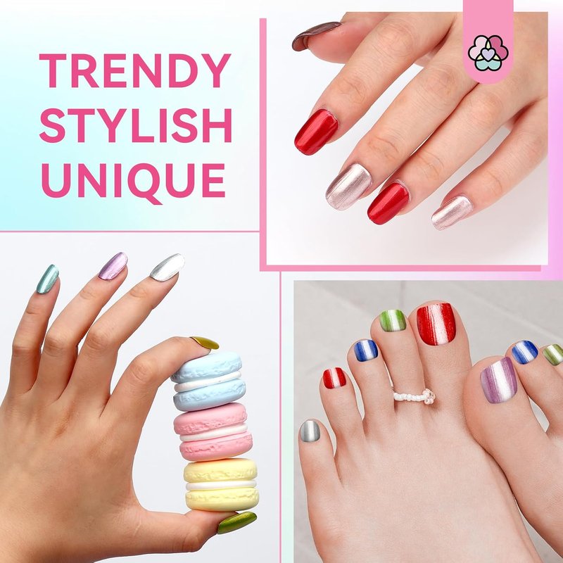 SAVILAND Metallic Nail Polish Set - 12 Chrome Colors with Base & Top Coat | Quick-Dry Glitter Holographic Finish