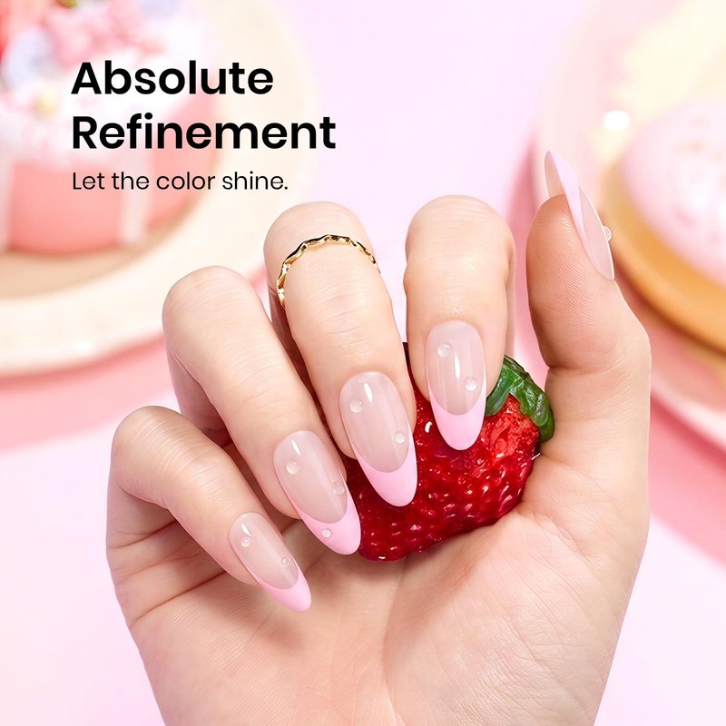 Beetles Pink Gel Polish - Strawberry Cream 15ML/0.51Fl Oz, Light Pink Gel Nail Polish, Same Color Same Bottle, Soak Off UV LED Lamp Summer Nails Art, Long-Lasting Manicure Salon DIY Home