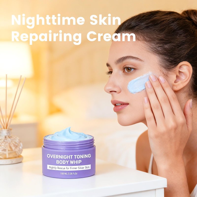 Kaminii Overnight Toning Body Whip - For Loose Crepey Skin on Arms, Thighs & Belly | Firming, Moisturizing & Anti-Wrinkle Night Cream to Improve Tone While You Sleep, All Skin Types