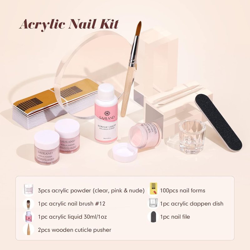Acrylic Nail Kit for Beginners - 8.12fl.oz EMA Monomer Liquid & Brush Set | Complete Starter Set