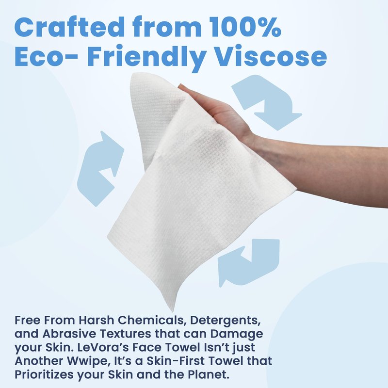 LèVora's™ Face Towels Extra Large Disposable Face Towels for Sensitive Skin, Ultra Soft Dry Wipes, Makeup Remover & Skincare Towelette, Lint-Free, 50 Count 1 Pack