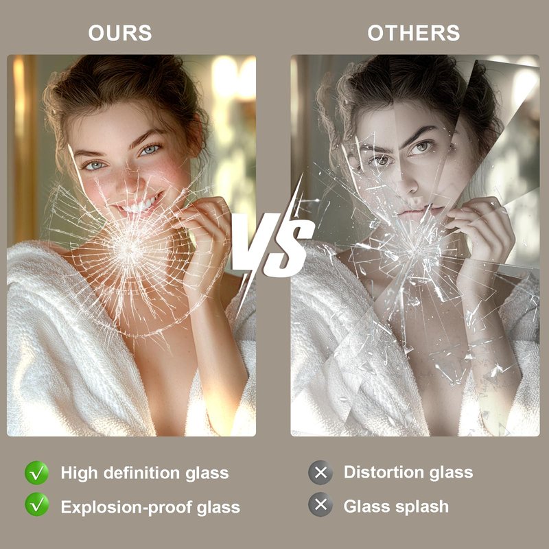 Oerbasz 40x30 LED Bathroom Mirror with Lights, Front and Rear Lighting, Tempered Glass, Dimmable, Multiple Light Modes, Anti-Fog Lighted Bathroom Vanity Mirror for Wall, Memory Function