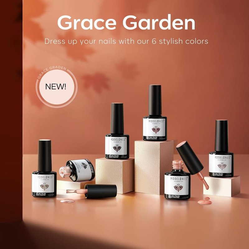 Modelones Gel Nail Polish Set - 6 Colors Nude & Brown Gel Polish Kit | Soak Off LED Starter Manicure