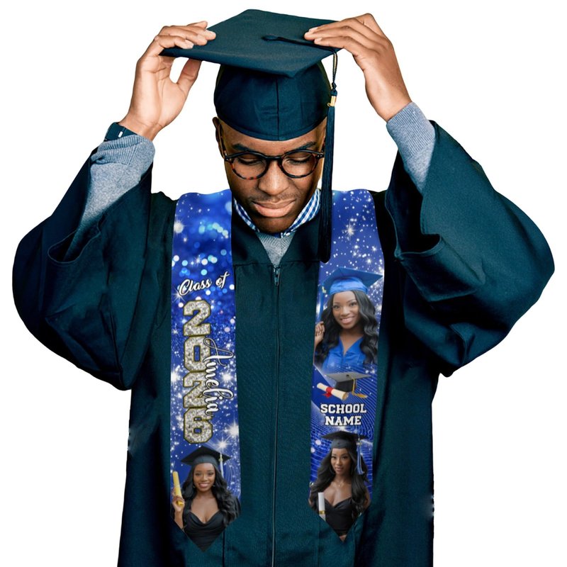 Coifrok Personalized Graduation Stole Class of 2026 Custom Graduation Sash Graduation Stoles Customize Photo 72''