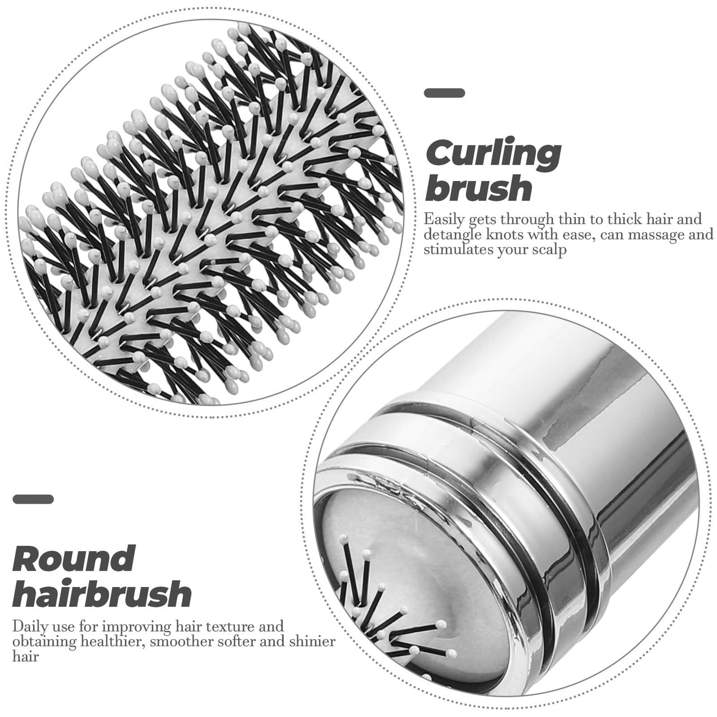 UKCOCO Retractable Roll Hair Brush for Travel : Round Curly Hair Comb for Styling Curling Straightening, Portable and Lightweight, 6.09X1.61X1.57in (White)