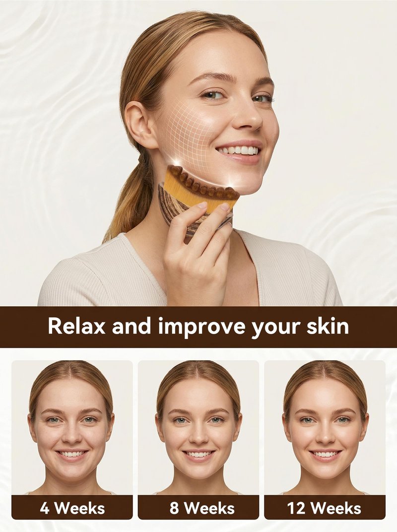 Lymphatic Contour Face Brush, Lymphatic Drainage – Soft Bristle Dry Brush for Face Sculpting, Lymphatic Drainage Brush to Reduce Puffiness & Define Jawline, Hypoallergenic Ergonomic Fit
