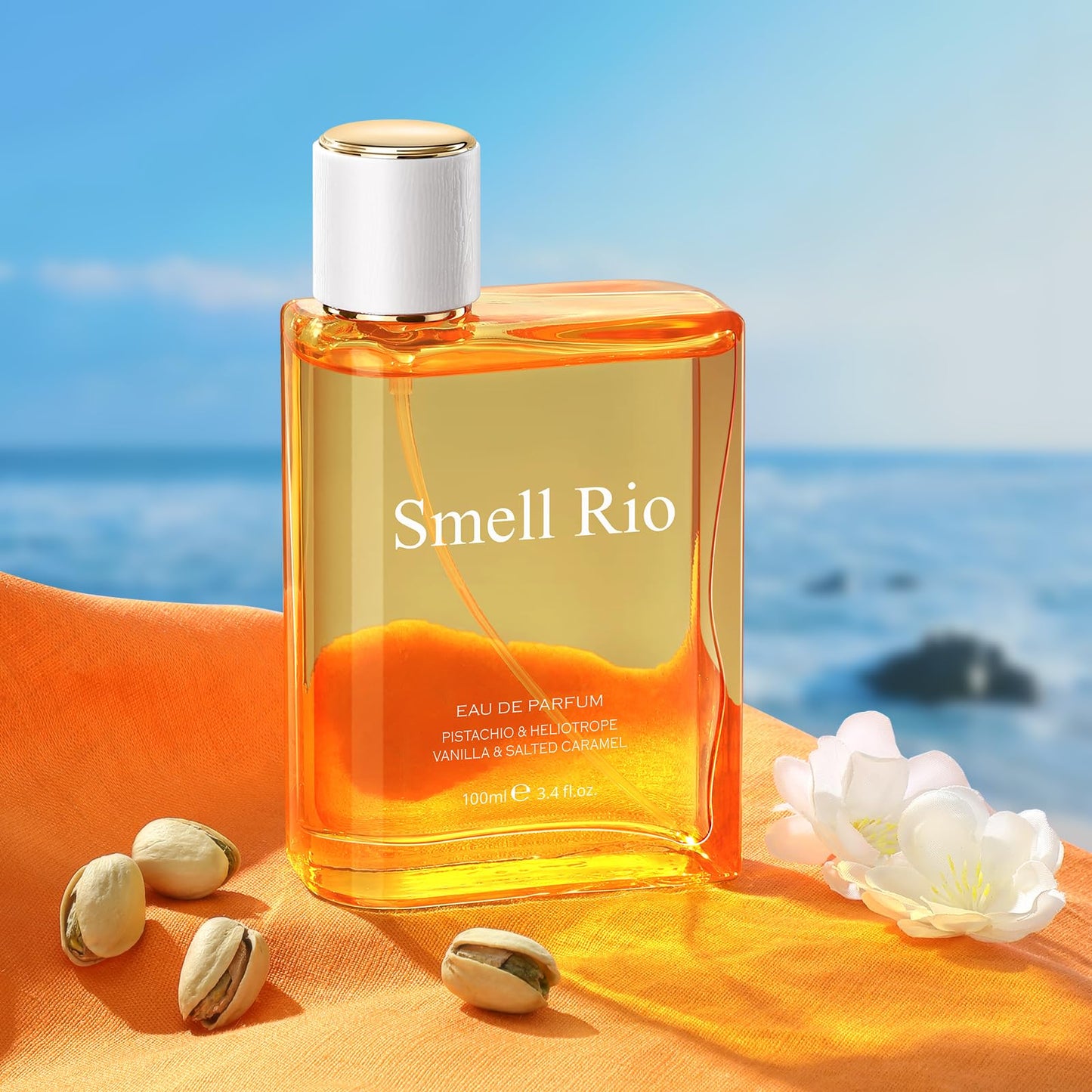 Smell Rio 02 Perfume for Women, Sunshine Pistachio Eau de Parfum 3.4 fl.oz | Warm Vanilla & Salted Caramel Scent | Long-Lasting Summer Fragrance Gift