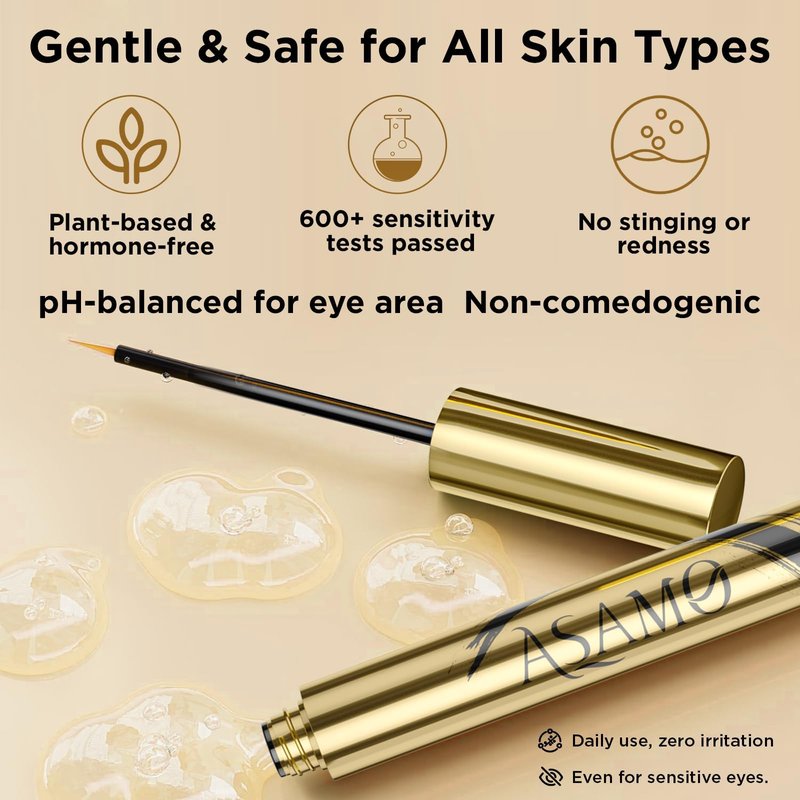 Eyelash & Eyebrow Growth Serum-2-in-1 Lash & Brow Enhancer for Longer, Thicker, Fuller Looking Lashes - Advanced Peptide Formula, Vegan & Cruelty-Free, Safe for Sensitive Eyes - 3ml (Carbon Gold)
