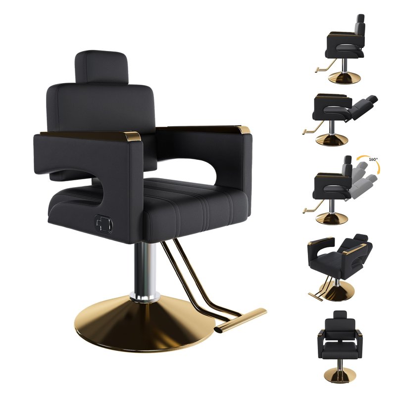 Makaseiya Heavy Duty Barber Chair for Hair Stylist,Professional Hair Salon Stool with Footrest,Adjustable Seat Height 34-40" Barber Beauty Equipment for Hair Stylist Spa Shampoo