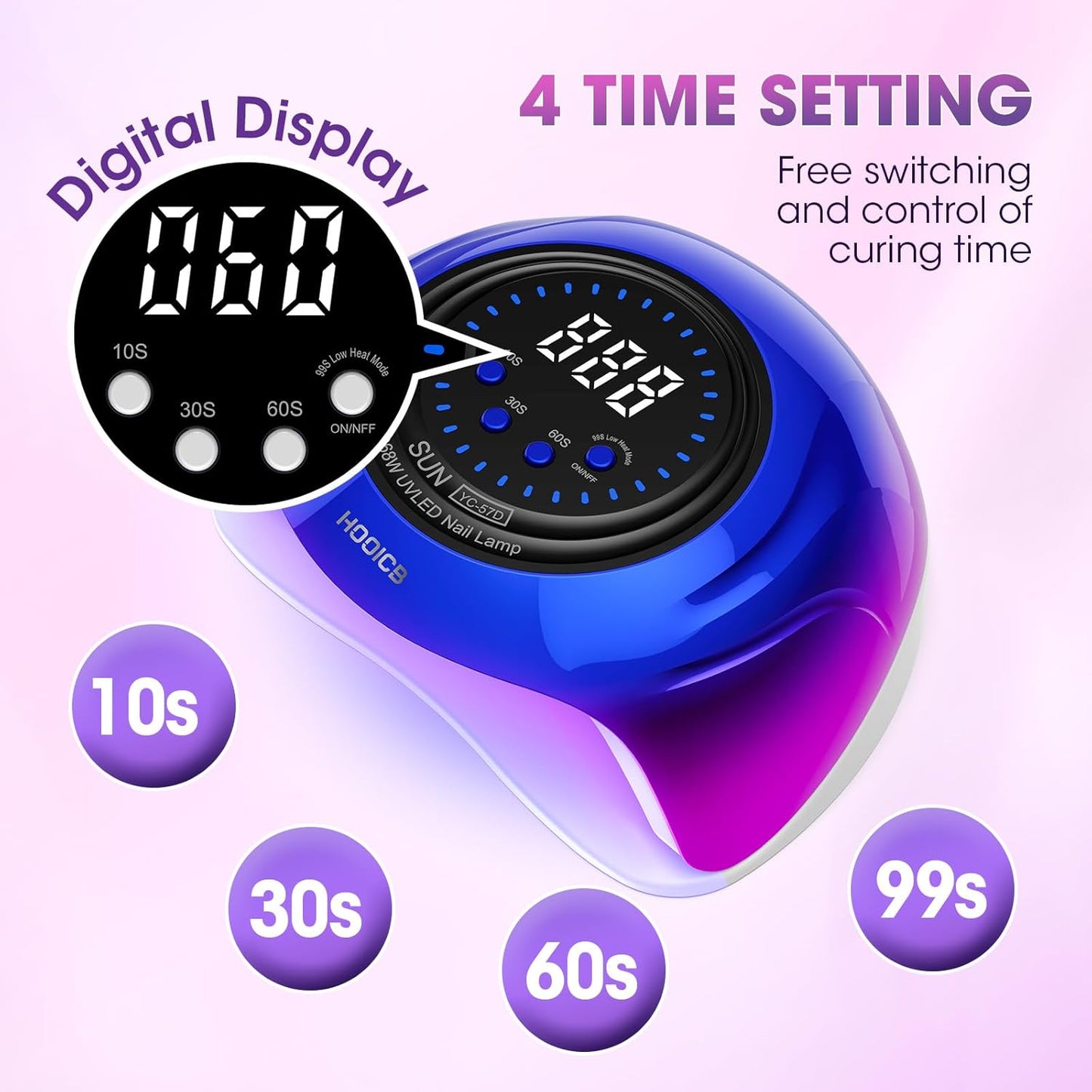 UV LED Nail Lamp - 268W Nail Dryer for Gel Polish with 4 Timers & Automatic Sensor | Colorful Design for Home & Salon