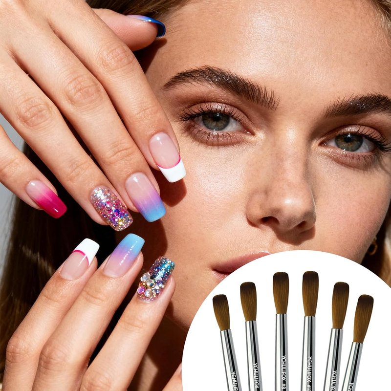 Acrylic Art Nail Kit - 6-Size Brushes for Dip Powder & Gel Nail Art | DIY Home Salon & Professional Use
