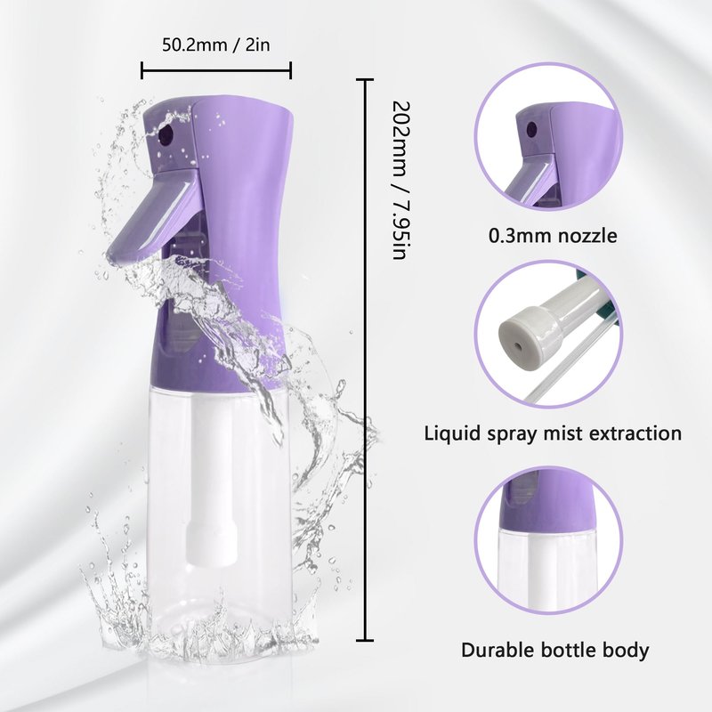 Miralosvian Spray Bottle for Hair Continuous Ultra Fine Mist (200ml) 360° Multi Spray Bottle for Plants, Cleaning, Skin Care Leakproof & Durable 1 Pack