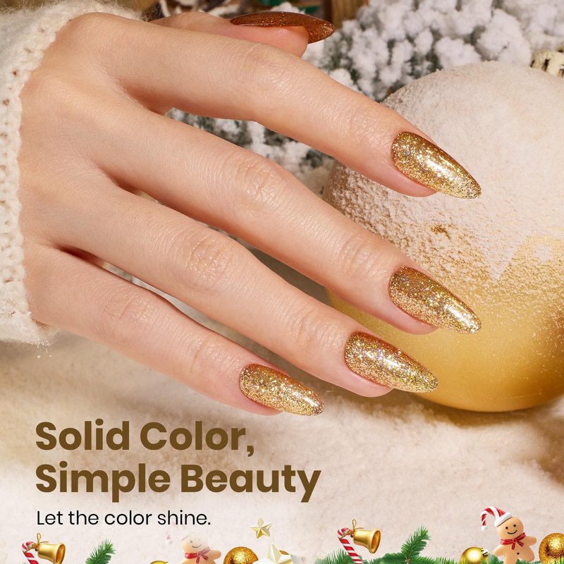 Beetles Gold Gel Nail Polish – Starlit Gold Sparkling Glitter Reflective Purple Gel Polish 15ml UV/LED Soak Off Long Lasting Nail Art Home DIY Salon