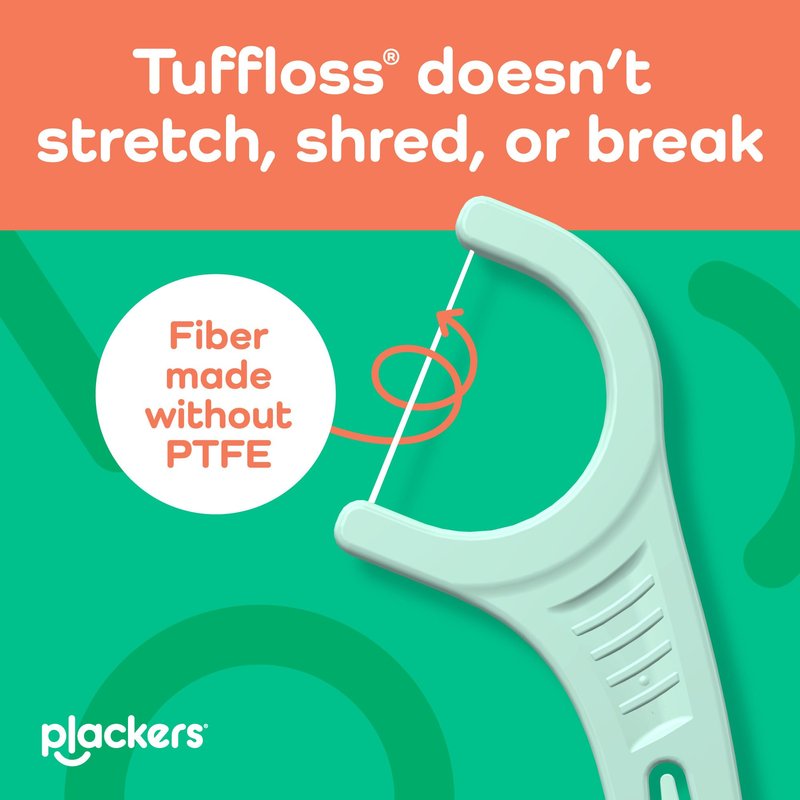 Plackers® Micro Line® Floss Picks - Intense Mint, Floss Fiber Made Without PTFE, 150 Count