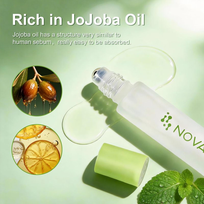 NOVAL Roll on Cuticle Oils with Tea Tree Oil, Easy Rollerball Application, Fresh Mint Scent, Nail Moisture, Natural Ingredients, 0.34 fl.oz