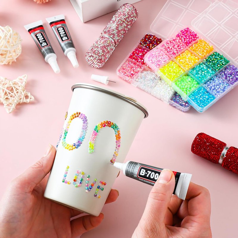 Resin Flatback Rhinestones - 32000 Pcs Multicolor Craft Kit with 4 Pcs B7000 Glue | 3mm Bedazzler Gems for Clothing, Shoes, Cups
