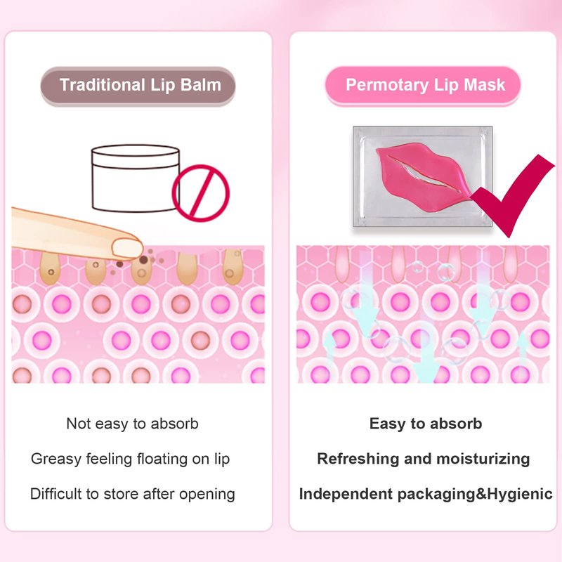 Permotary 30 PCS Moisturizing Collagen Lip Mask Crystal Mouth Care Pads Mask for Moisturizing & Reducing Chapped, Smoothing Fine Lines Lip Patches with Moisture Essence for Gifts
