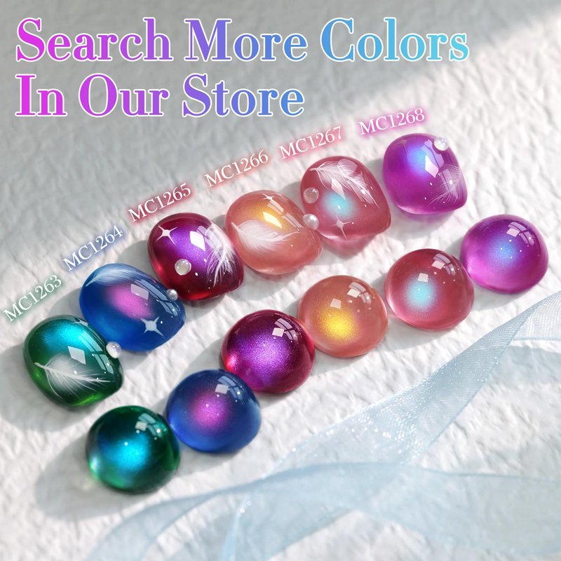 Double Rhythm Jelly Glass Cat Eye Gel Polish with Magnet 15ML Holographic Glitter Shimmer Translucent Sheer Color Magnetic Nail Polish Salon DIY at Home (Dark Green-MC1263)