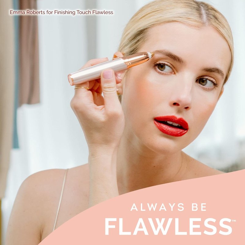 Finishing Touch Flawless Brows Eyebrow Hair Remover Electric Razor for Women with LED Light for Instant and Painless Hair Removal (White)
