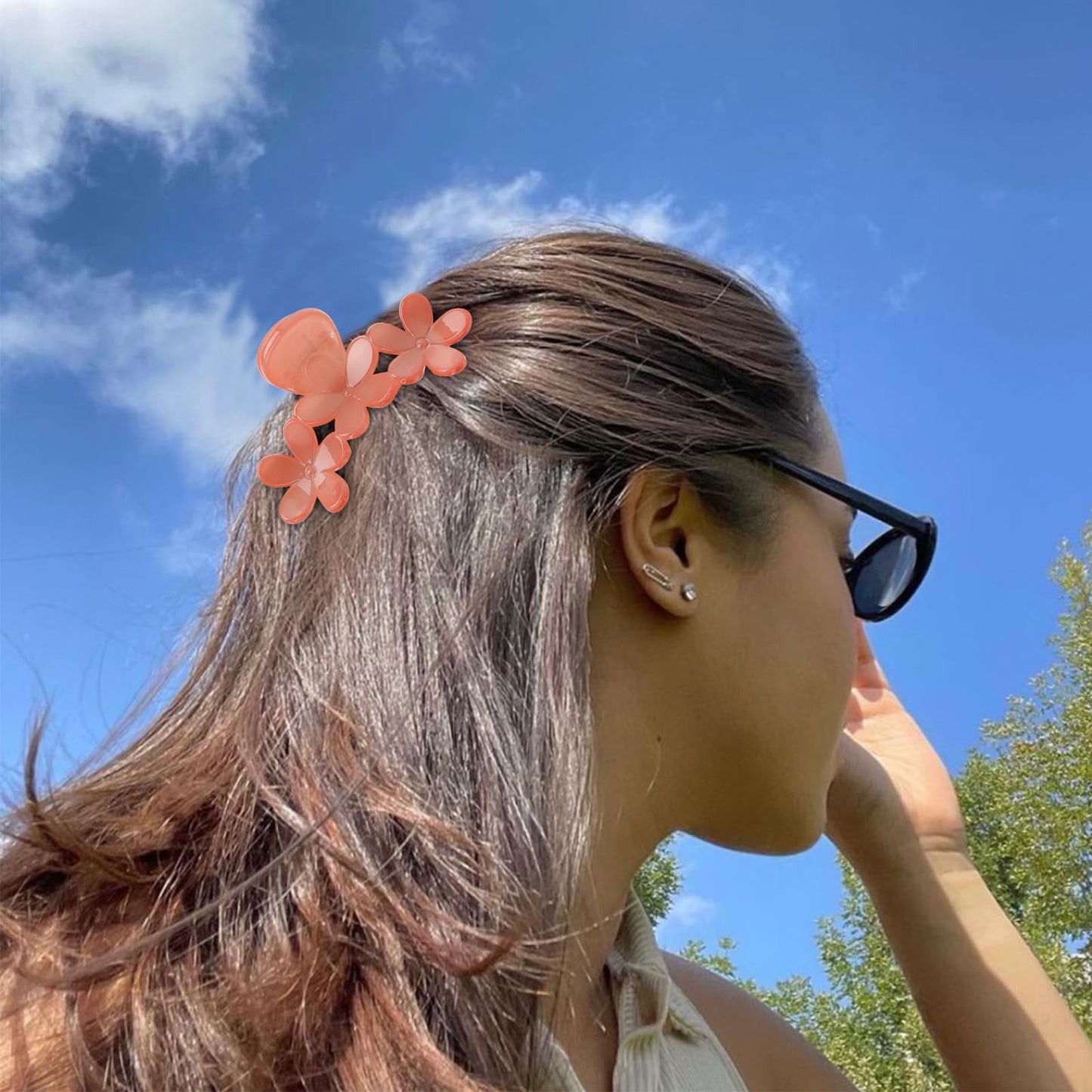 Amariver 4PCS Flower Hair Claw Clips for Women Middle Flower Hair Clips Non-slip Cute Claw Clips Flower Hair Clip for Thick Thin Hair Strong Hold Hair Claws Hair Accessories for Women Girls