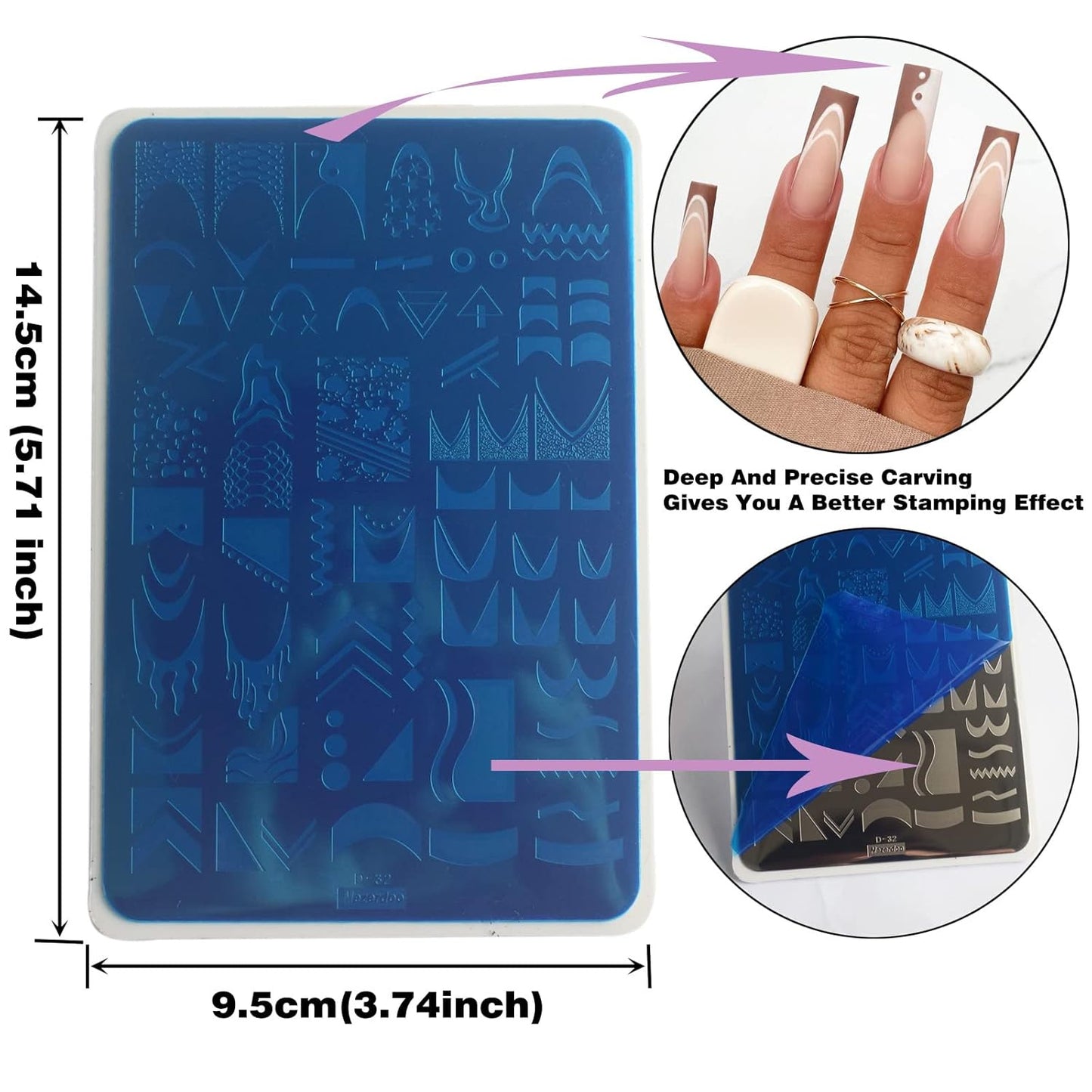 Skiennix Nail Stamping Plates - Geometric Wave & Floral Designs | 2-Piece Stainless Steel Set 14.5×9.5cm