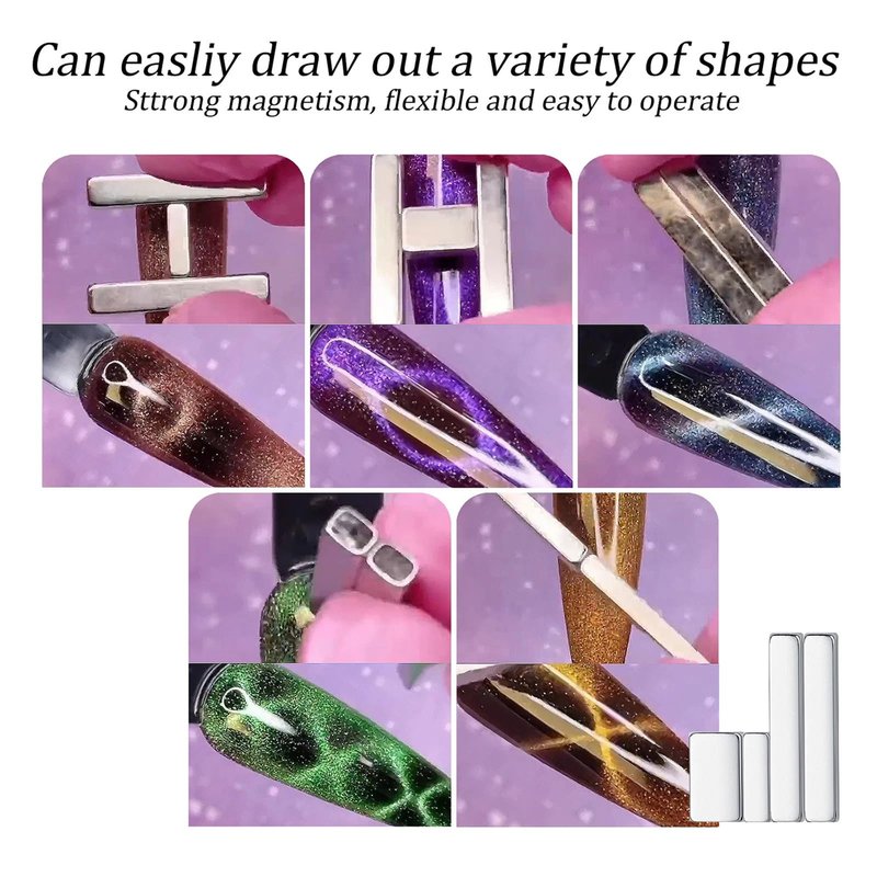 HYWWPFLAY 9Pcs Cat Eye Nail Magnet Tools Cat Eye Nail Polish Magnet Stick 3d Cat Eye Gel Nail Polish Magnetic Wood Multifunctional Strong Magnet for Nails Salon or DIY Nail Art Accessories