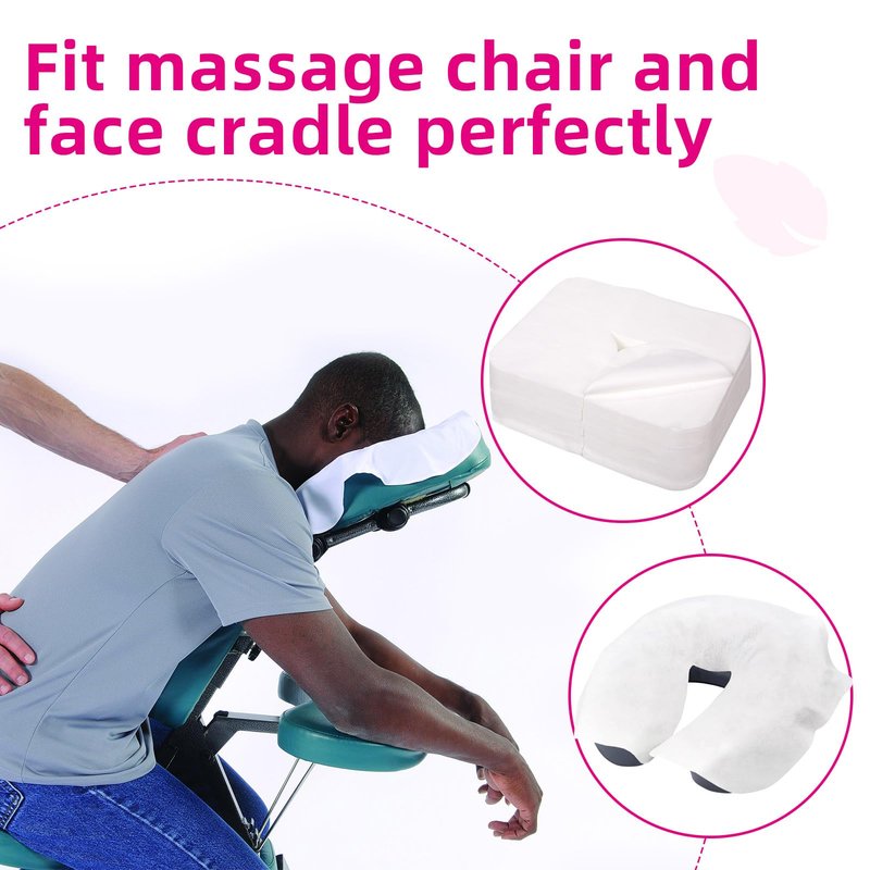 INNOVIO Disposable Face Cradle Covers 500 Count, Medical-Grade, Luxurious, Soft Nonwoven Face Cradle Cover for Massage Table & Chair, Disposable Headrest Covers 16''*12'', White