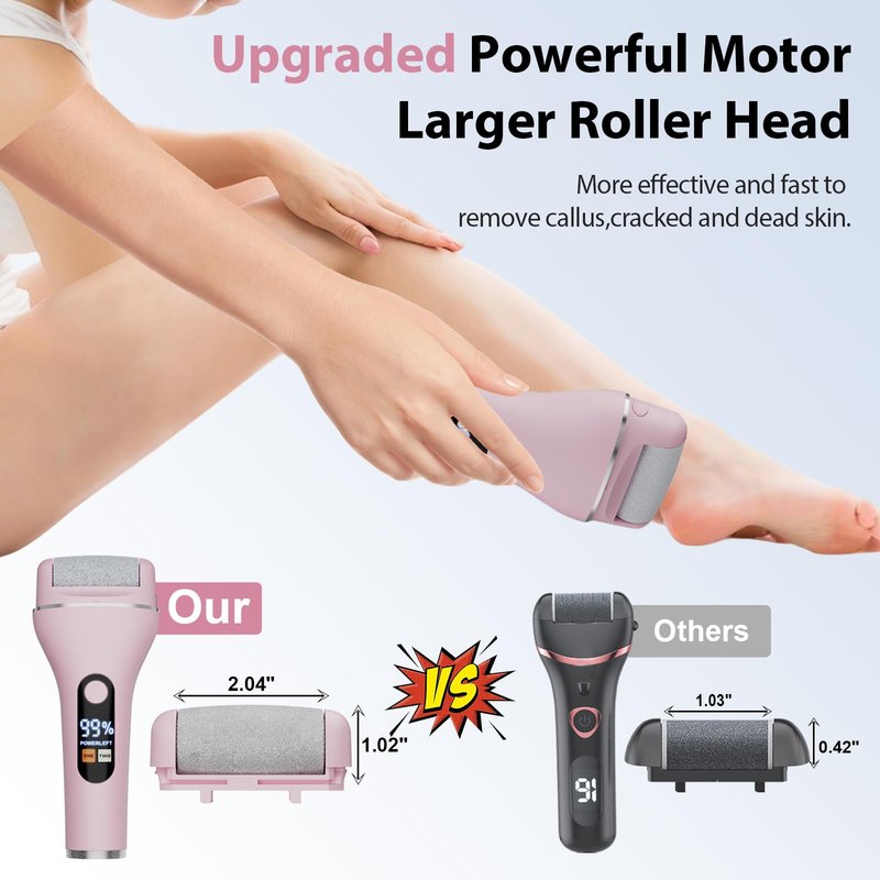 AdamPark Electric Callus Remover for Feet, Rechargeable Portable Electronic Foot Callus Remover 2-in-1 Wet/Dry Foot Scrubber Electric Toot File for Hard Cracked Dry Dead Skin（Pink）