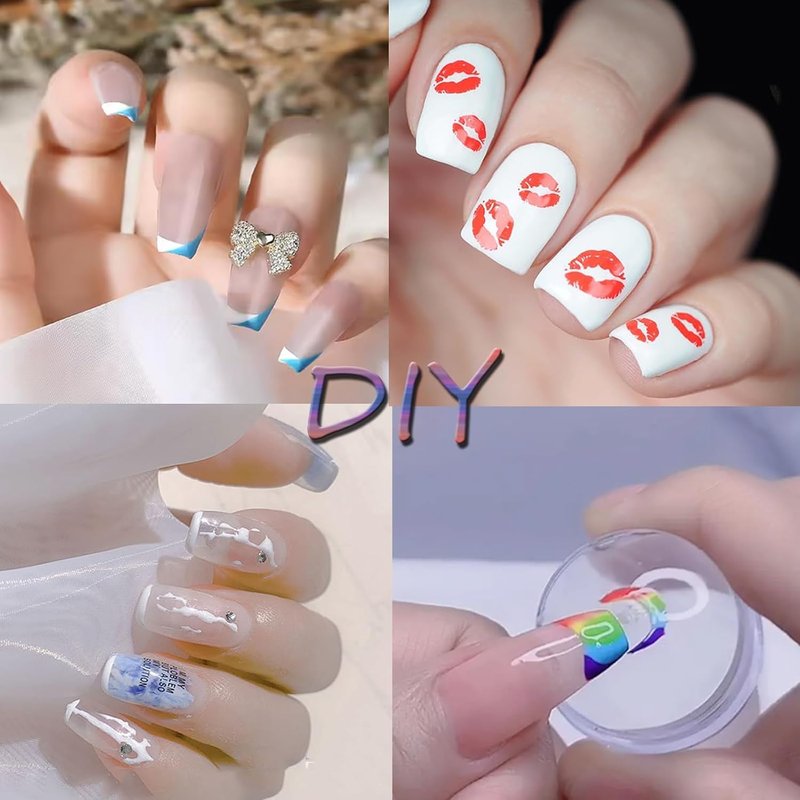 French Tip Nail Stamp Kit - 6 Pcs Replaceable Silicone Jelly Heads for Easy DIY Nail Art | French Manicure Templates