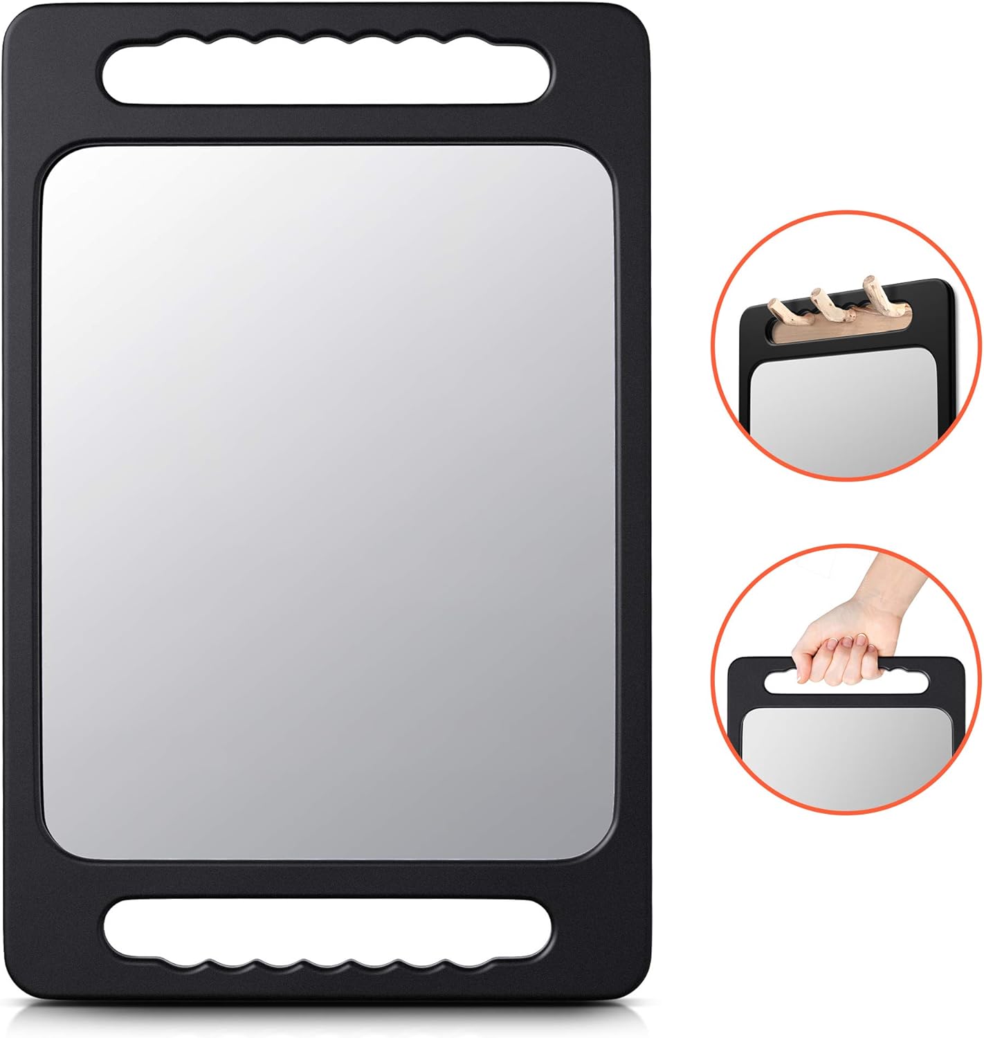 Unbreakable Hand Mirror - Large Double Handle Design for Hair & Beauty Salon | Lightweight Barber Mirror