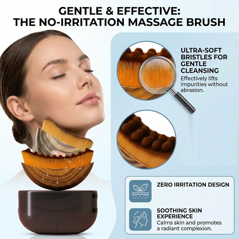Lift & Glow Lymphatic Brush - Ergonomic Facial Cleansing Tool with Soft Bristles for Sculpting
