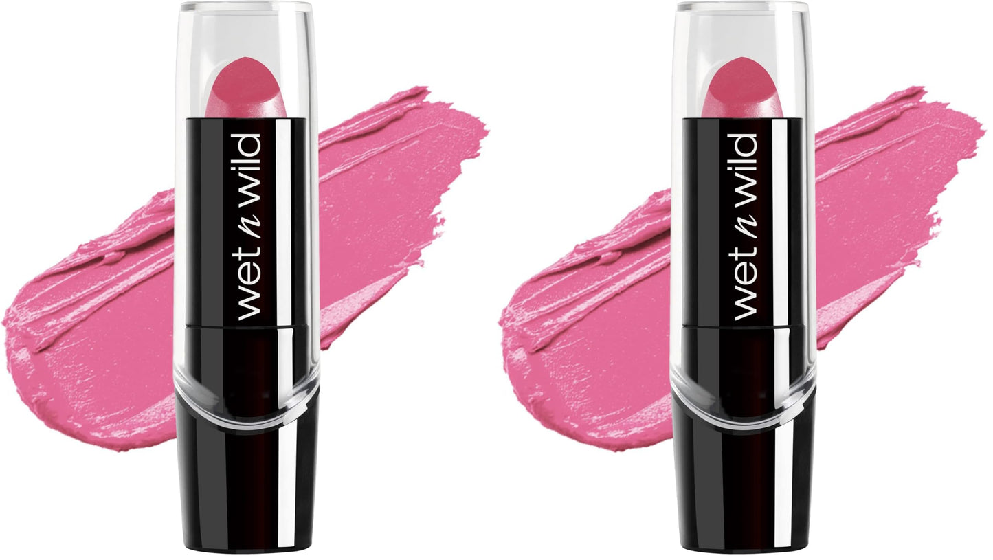 wet n wild Silk Finish Lipstick, Hydrating Rich Buildable Lip Color, Formulated with Vitamins A,E,& Macadamia for Ultimate Hydration, Cruelty-Free & Vegan - Pink Ice, (Pack of 2)