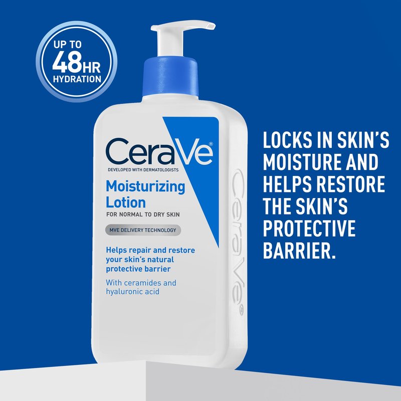 CeraVe Daily Moisturizing Lotion for Dry Skin, Body Lotion & Face Moisturizer with Hyaluronic Acid and Ceramides, Daily Moisturizer, Fragrance Free, Oil-Free, 12 Ounce (Pack of 12)