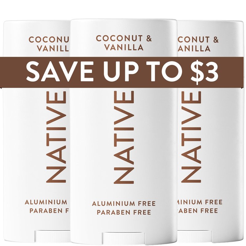 Native Deodorant Contains Naturally Derived Ingredients, 72 Hour Odor Control | Deodorant for Women and Men, Aluminum Free with Baking Soda, Coconut Oil and Shea Butter | Coconut & Vanilla, 3-Pack