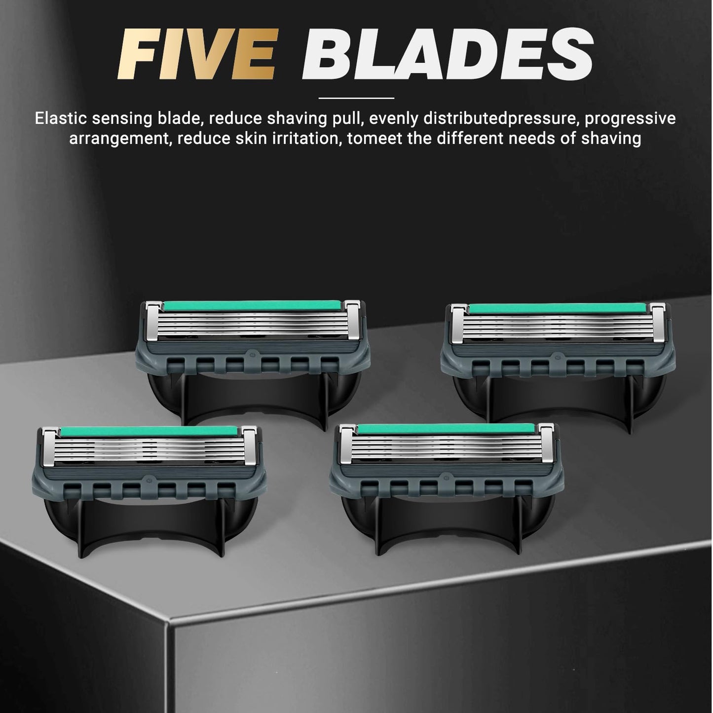 12-Blade Replacement Cartridge Set - Five-blade technology delivers a smooth shave - 2026 New Model in Teal, achieving a smooth shave while reducing irritation