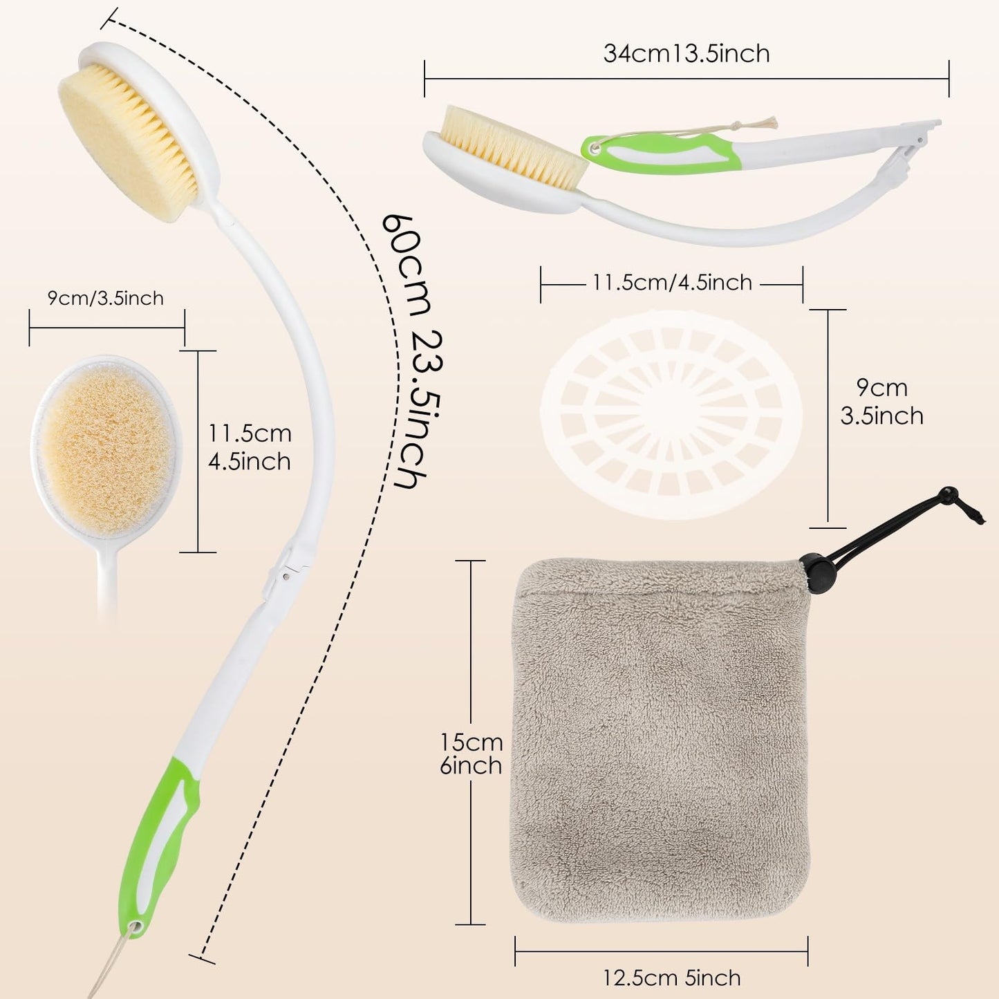 Xorinija Bendable and Foldable Bath Brush, Specifically Designed as a 23 * 3.5-inch Back-Cleaning Brush, is Suitable for Use by People of All Genders and Ages.