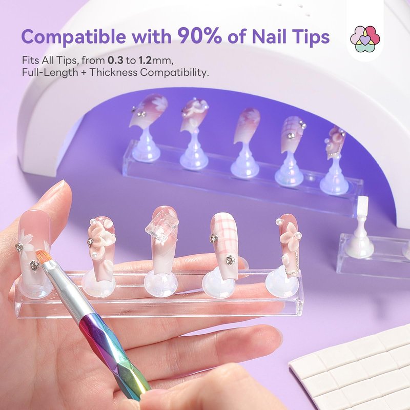 SAVILAND Nail Holder for Painting Nails: 3PCS Nail Stand Strong Magnetic Nail Stand for Press Ons Nail Stand for Nail Art Aurora Nail Holder Press on Nail Stand 40Pcs Reusable Putty Acrylic Nail Tools
